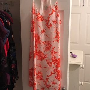 Orange and white Hawaiian print j crew dress